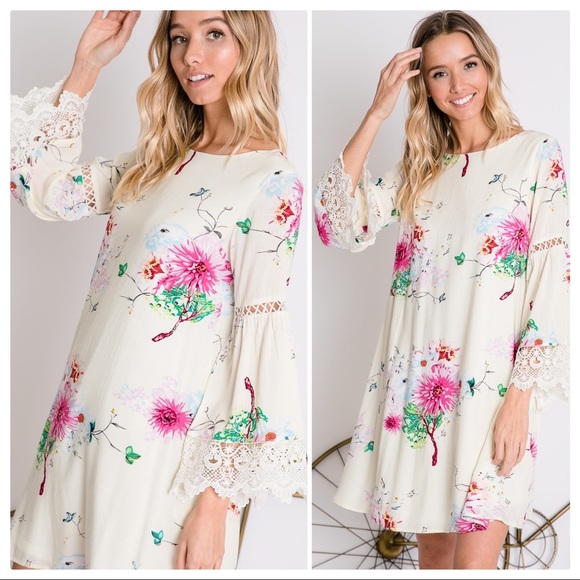 Margo Lace and Crochet Floral Shift Dress - Picture 4 of 8